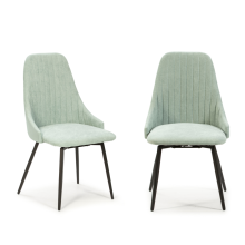 (Material[Furniture], Colour) Set of 2 swivel fabric chairs with black metal legs, 50 cm wide - ELMA