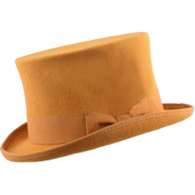 (XXL, Mustard) Hand Made Wool Top Hat Satin Lined Small To Xxl-