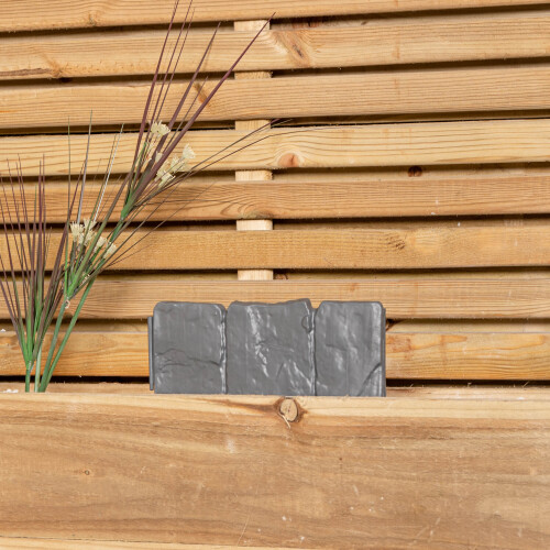 23cm Set of 20 Grey Cobble Stone Effect Garden Edging Border 2