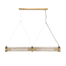 Double tube pendant light, glass, metal, brass