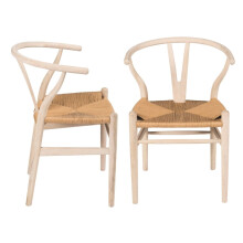 Set of 2 chairs in whitewashed oak and caning - OSLO