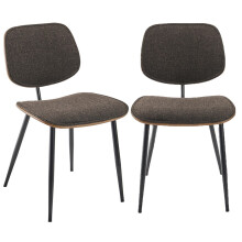 Set of 2 Grey/Brown Fabric Chairs - Olympia