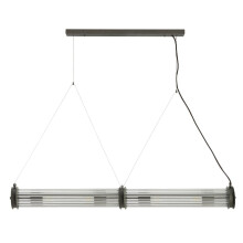 Double tube pendant light, glass, grey metal