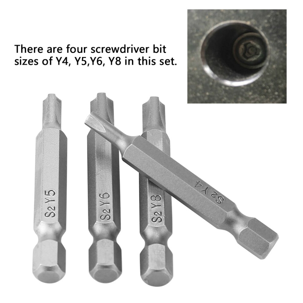 Triangle Y Type 1/4 Hex Magnetic Bit 4 Pack