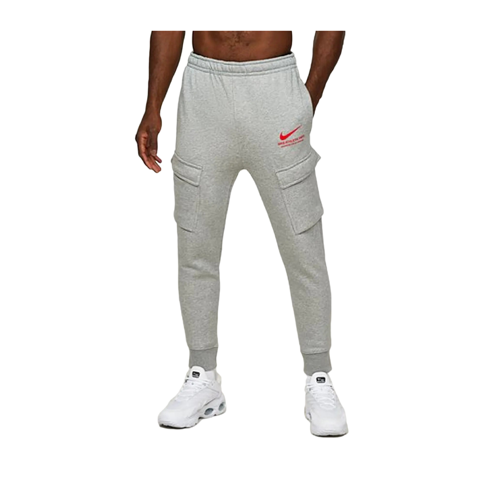 Nike Athletic Dept Cargo Joggers Grey Red Uk L