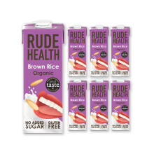 Rude Health 6 x 1 Litre Organic Brown Rice Dairy-Alt Milk, 100% Natural Organic Drink, Lactose Free, Dairy Free & Gluten-Free, Unsweetened, Award-Win