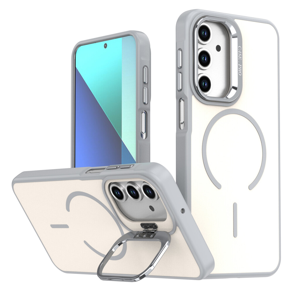 (Grey) For Samsung Galaxy A14 4G / A14 5G Case Skin-Touch Pc + Tpu Magnetic Phone Cover With Lens Frame Kickstand Grey 6914292240386