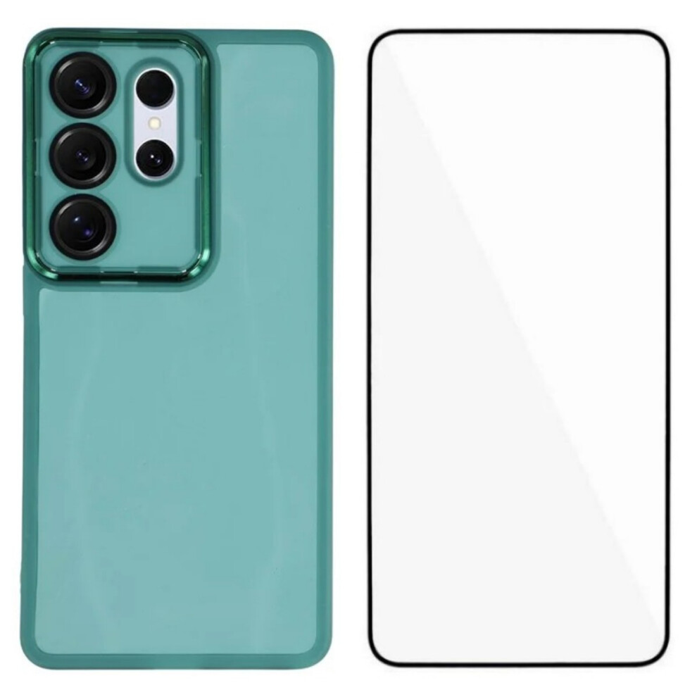 (Army ) Wanlonfeng For Samsung Galaxy S26 Ultra Tpu Case Dksm Series Electroplated Frame Back Cover With Tempered Glass Green 6914295990462