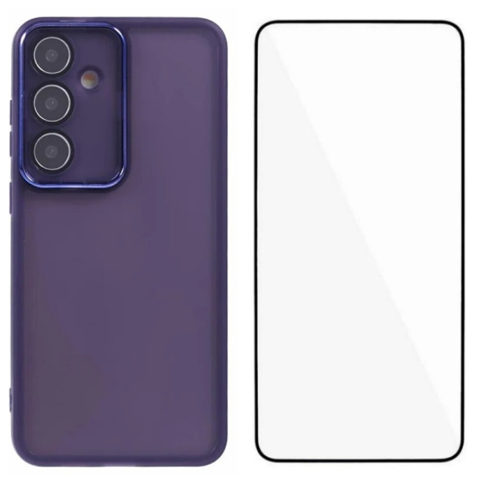 (Purple) Wanlonfeng For Samsung Galaxy S26 Tpu Case Dksm Series Electroplated Frame Back Cover With Tempered Glass Purple 6914295623094