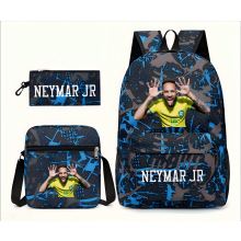 (3PCS BAG-NEYMAR) 3pcs Football CR7 Ronaldo NEYMAR MESII Backpack 3D Printe Teens Shoulder Bags Kids Capacity Bags