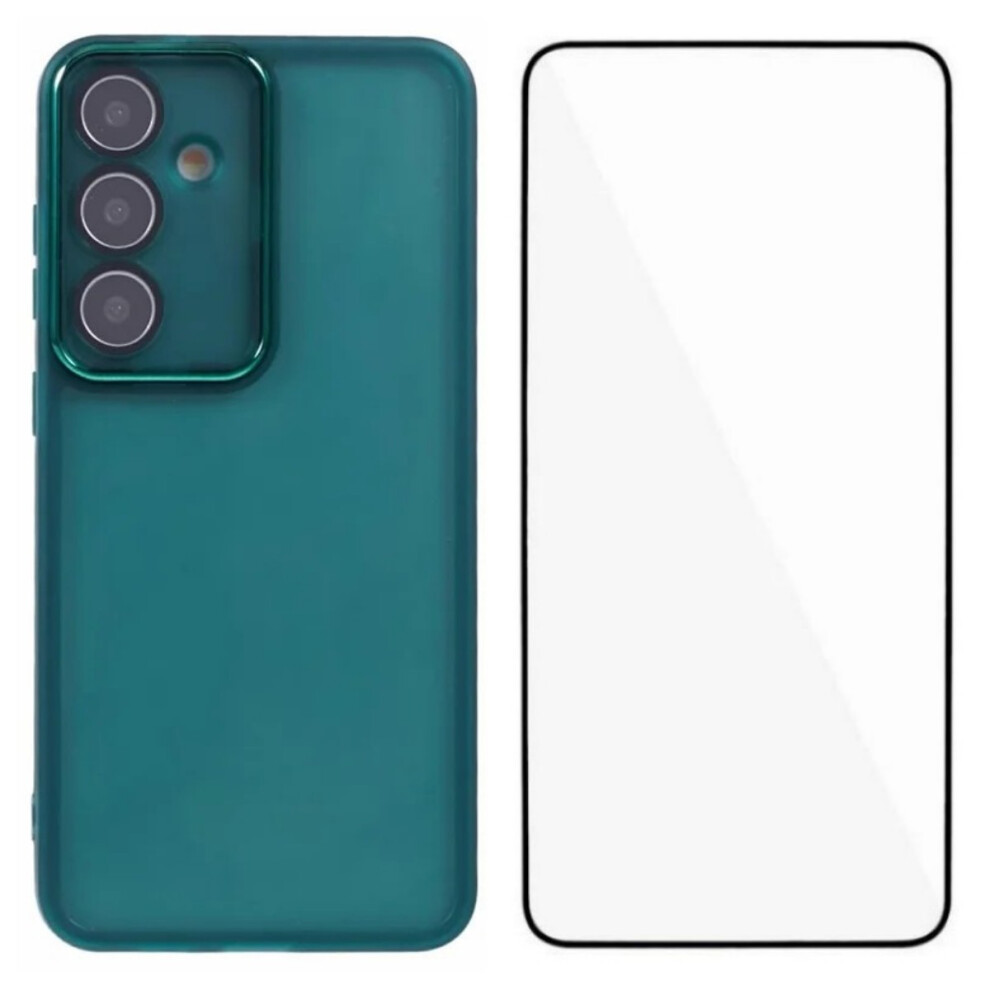 (Army ) Wanlonfeng For Samsung Galaxy S26+ Tpu Case Dksm Series Electroplated Frame Back Cover With Tempered Glass Green 6914292086762