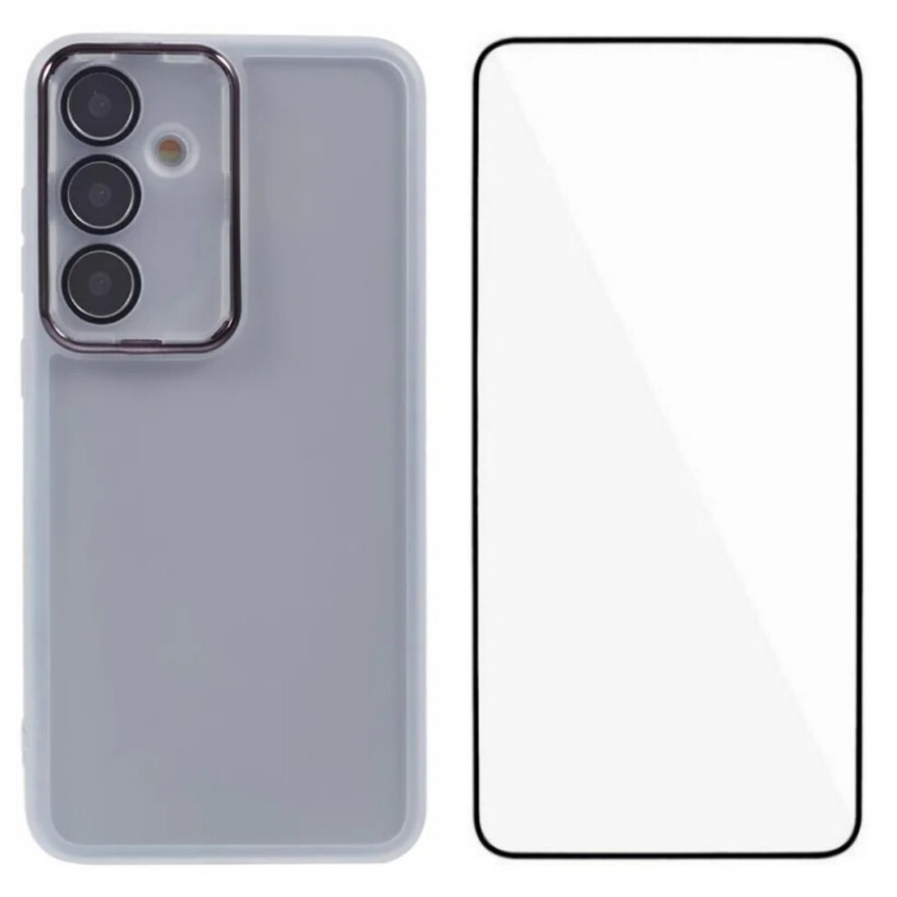 (White) Wanlonfeng For Samsung Galaxy S26+ Tpu Case Dksm Series Electroplated Frame Back Cover With Tempered Glass White 6914290134922