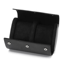 1-Slot Watch Roll Travel Case Portable Vintage Leather Watch Display Case Watch Storage Box Watch Organizers Black M