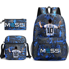 (3PCS BAG-MESSI) 3pcs Football CR7 Ronaldo NEYMAR MESSI Backpack 3D Printe Teens Shoulder Bags Kids Capacity Bags