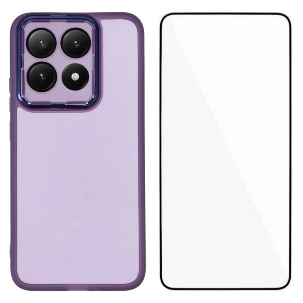 (Purple) Wanlonfeng For Xiaomi 15T Tpu Case Dksm Series Electroplated Frame Back Cover With Tempered Glass Purple 6914290842124