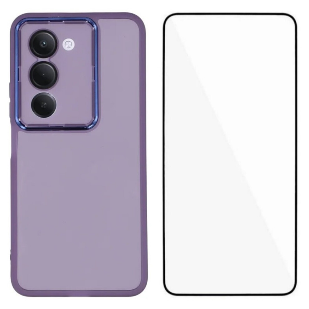 (Purple) Wanlonfeng For Xiaomi Redmi 15 5G (Global) (169Mm) Tpu Case Dksm Series Electroplated Frame Back Cover With Tempered Gl Purple 6914299787747