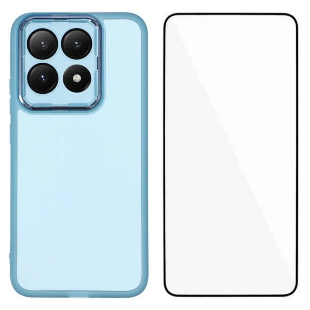 (Blue) Wanlonfeng For Xiaomi 15T Tpu Case Dksm Series Electroplated Frame Back Cover With Tempered Glass Blue 6914293952004