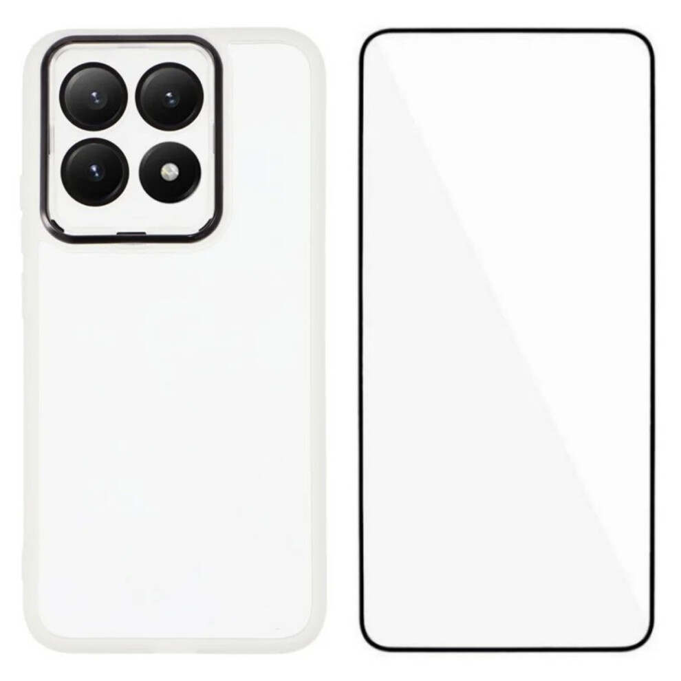 (White) Wanlonfeng For Xiaomi 15T Tpu Case Dksm Series Electroplated Frame Back Cover With Tempered Glass White 6914299545491