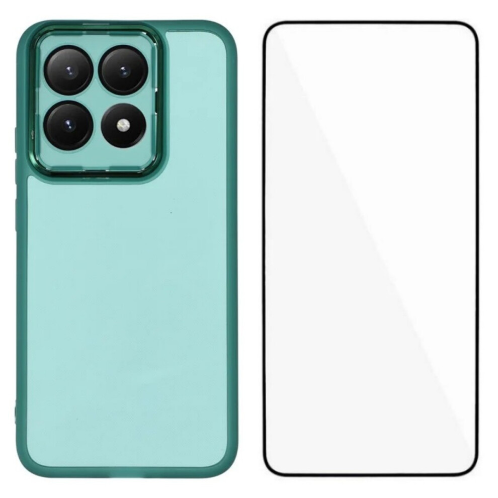 (Army ) Wanlonfeng For Xiaomi 15T Tpu Case Dksm Series Electroplated Frame Back Cover With Tempered Glass Green 6914293133540