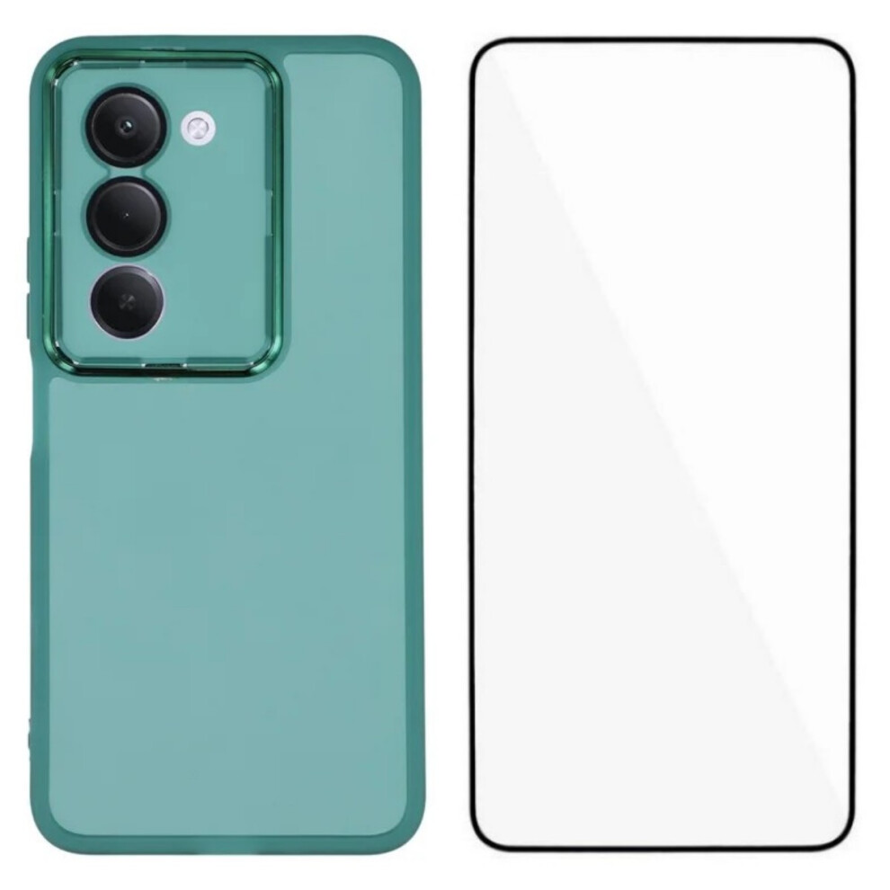 (Army ) Wanlonfeng For Xiaomi Redmi 15 5G (Global) (169Mm) Tpu Case Dksm Series Electroplated Frame Back Cover With Tempered Gl Green 6914293656933