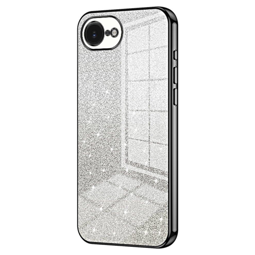 (Black) For Iphone 17E / 16E Case Electroplating Gradient Glitter Tpu Phone Cover Black 6914295861083