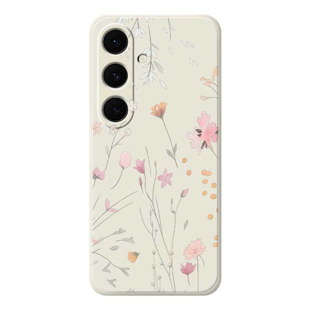 (Beige) For Samsung Galaxy A37 5G Case Flower Pattern Printing Straight Edge Tpu Phone Back Cover Cream 6914295022040