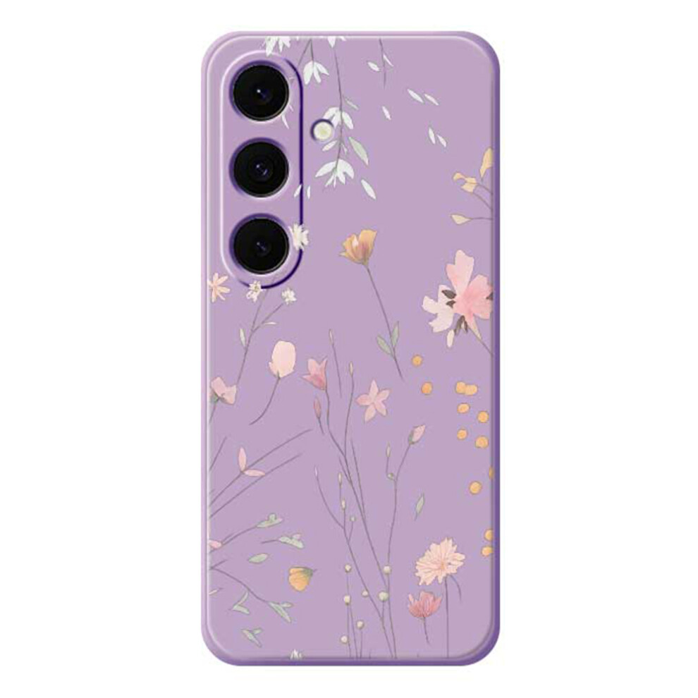 (Purple) For Samsung Galaxy A37 5G Case Flower Pattern Printing Straight Edge Tpu Phone Back Cover Purple 6914294040557