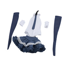 Tenue de poupée ravissante et mignonne, chemisier et-Bleu foncé.