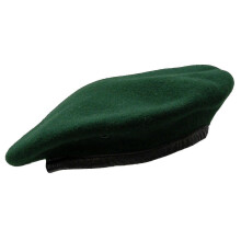 (Medium, Green) British Army Style Wool Mens Beret Hat Cap Leather Band