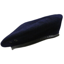 (X-Large, Navy) British Army Style Wool Mens Beret Hat Cap Leather Band