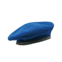 (Large, Royal Blue) British Army Style Wool Mens Beret Hat Cap Leather Band