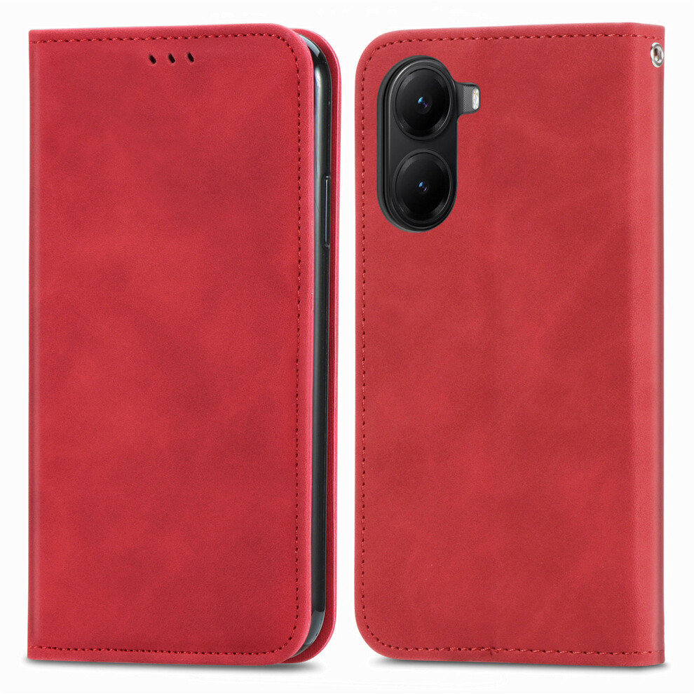 (Red) For Xiaomi Mi A5 Nfc (Eu) (173.45Mm) Leather Case With Card Holder Magnetic Absorption Phone Cover Red 6914293895400