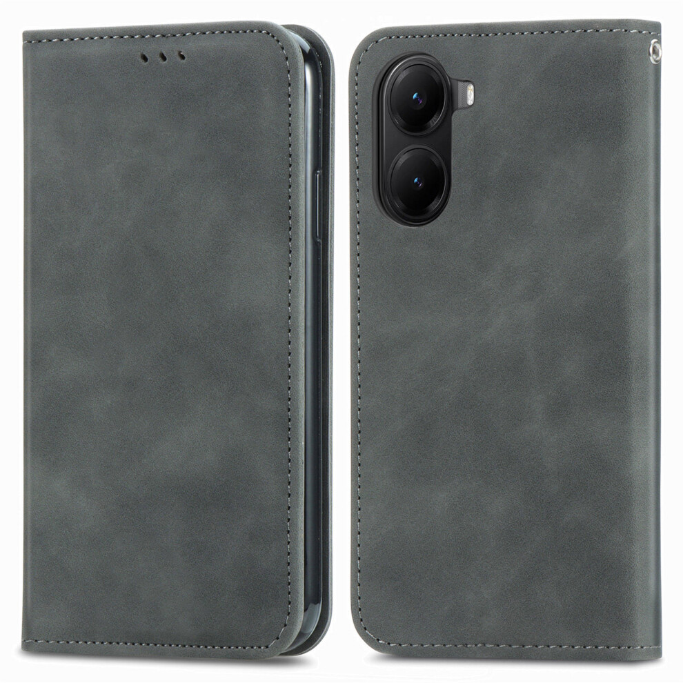 (Grey) For Xiaomi Redmi A5 Nfc (Eu) (173.45Mm) Leather Case With Card Holder Magnetic Absorption Phone Cover Grey 6914294591707