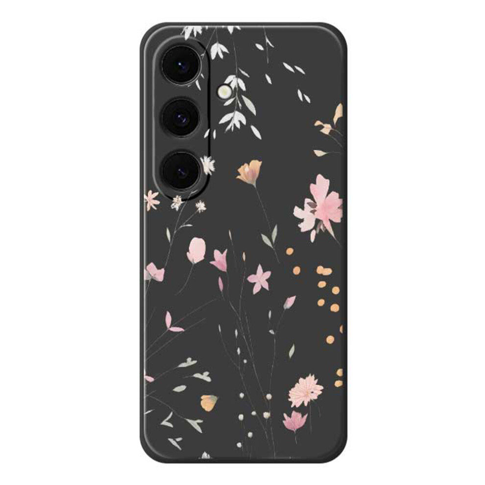 (Black) For Samsung Galaxy A37 5G Case Flower Pattern Printing Straight Edge Tpu Phone Back Cover Black 6914296278279