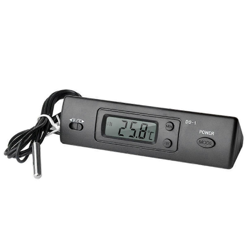 Termómetro para automóvel com visor LCD, relógio, sensor de temperatura interior e exterior com sonda, controlador comut