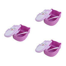 3St Paarse Lunch Box Voor Kinderen Cartoon Uil, Stevig En Licht