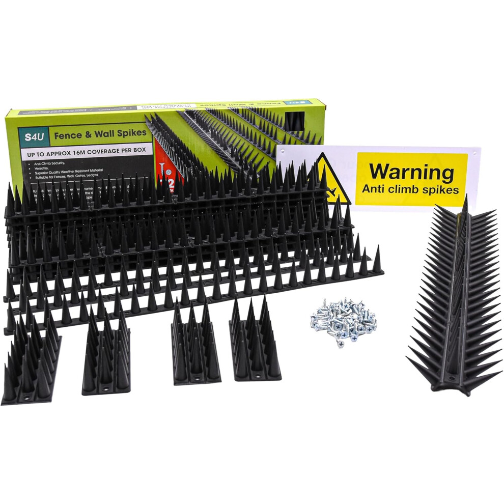 S4u (, 24Pcs) Fence Wall Spikes Garden Tall Bird Spikes Black
