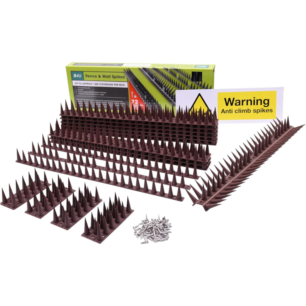 (Brown, 36Pcs) Fence Wall Spikes Garden Tall Bird Spikes 5060898621867