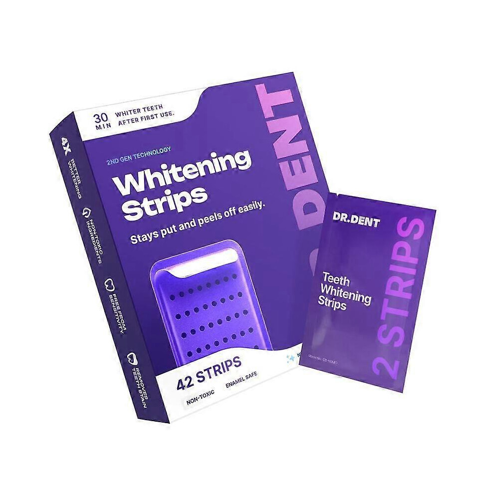 DR DENT Purple Teeth Whitening Strips - 7/21 Whitening Sessions - Non Sensitive Teeth Whitening - Peroxide-Free-MED