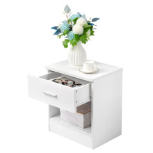 2-Tier Nightstand Set of 2 Bedside Cabinet End Table for Bedroom Home Office Mordern Bedside Cabinet White