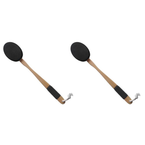 2X Back Lotion Applicator with Long Handle and 2 Replaceable Pads, Ideal for Young People and the Elderly-Black.