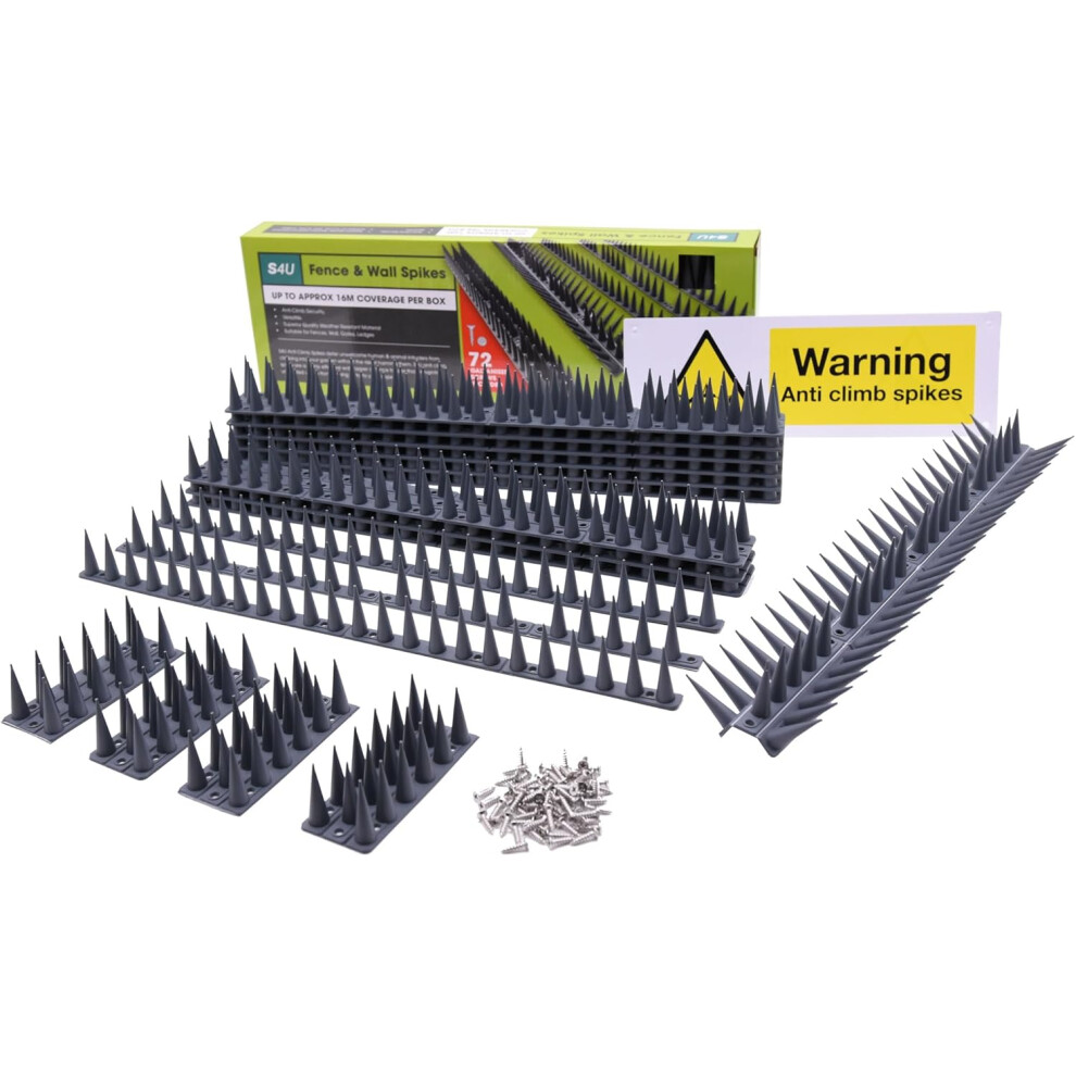 S4u (, 48Pcs) Fence Wall Spikes Garden Tall Bird Spikes Grey