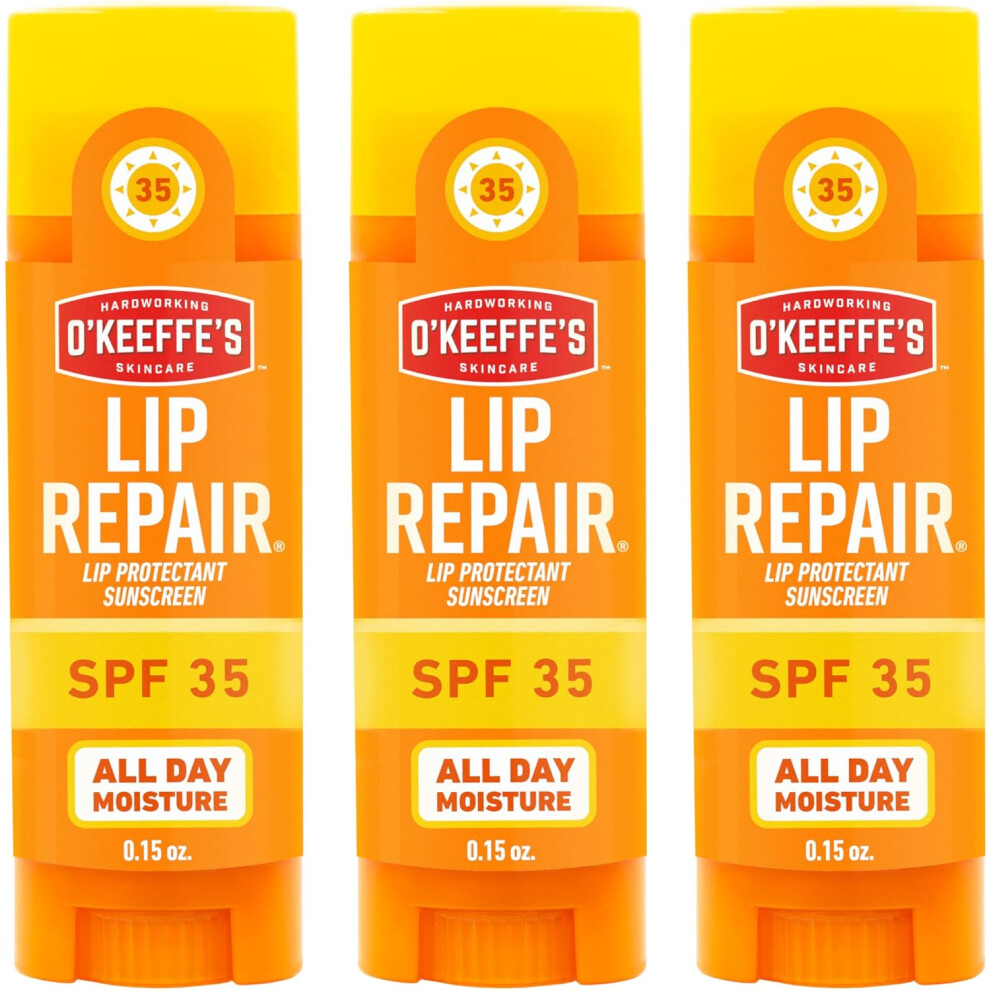 O'keeffe's Lip Repair Spf 35 Lip Balm - Stick (3 Pack) - Sun-Safe Moisturizer For Extremely Cracked, Dry Lips