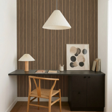 Brown Pinstripe Wooden Slats Effect Wallpaper Smooth Finish Feature Wall
