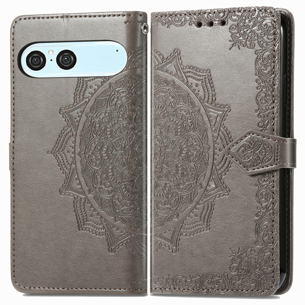 (Grey) For Sony Xperia 10 Vii Wallet Case Mandala Flower Leather Phone Cover Stand Grey 6914290597598