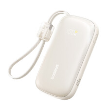 Powerbank da 10000 mAh 22,5 W con cavo e cordino EnerFill FC21 Qpow 3 Ultra - beige