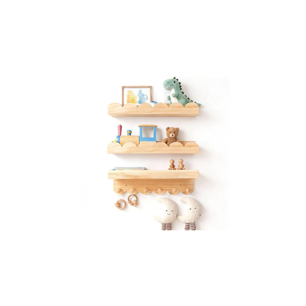Sunnynest Floating Shelves Wall Mounted Shelf Paulownia Wood Wall Shelves Wooden Shelves Set Of 3 For Bedroom Bathroom Living Room Kitchen Home Office 648564693827