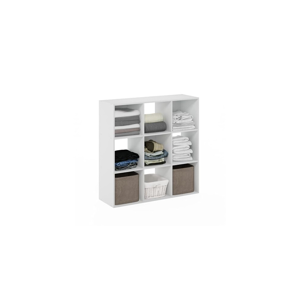 Furinno Pelli Closet Organizers And Storage, 9-Cube Closet Organizer, Open Shelf Closet Storage, For Wardrobe, Bedroom, Living Room, White 840308813915