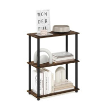 Furinno TURN-N-TUBE Storage Shelves, 3-Tier Book Shelf, Corner Shelf, Toolless Open Shelves, for Organization and Storage, Living Room, Garage, Home
