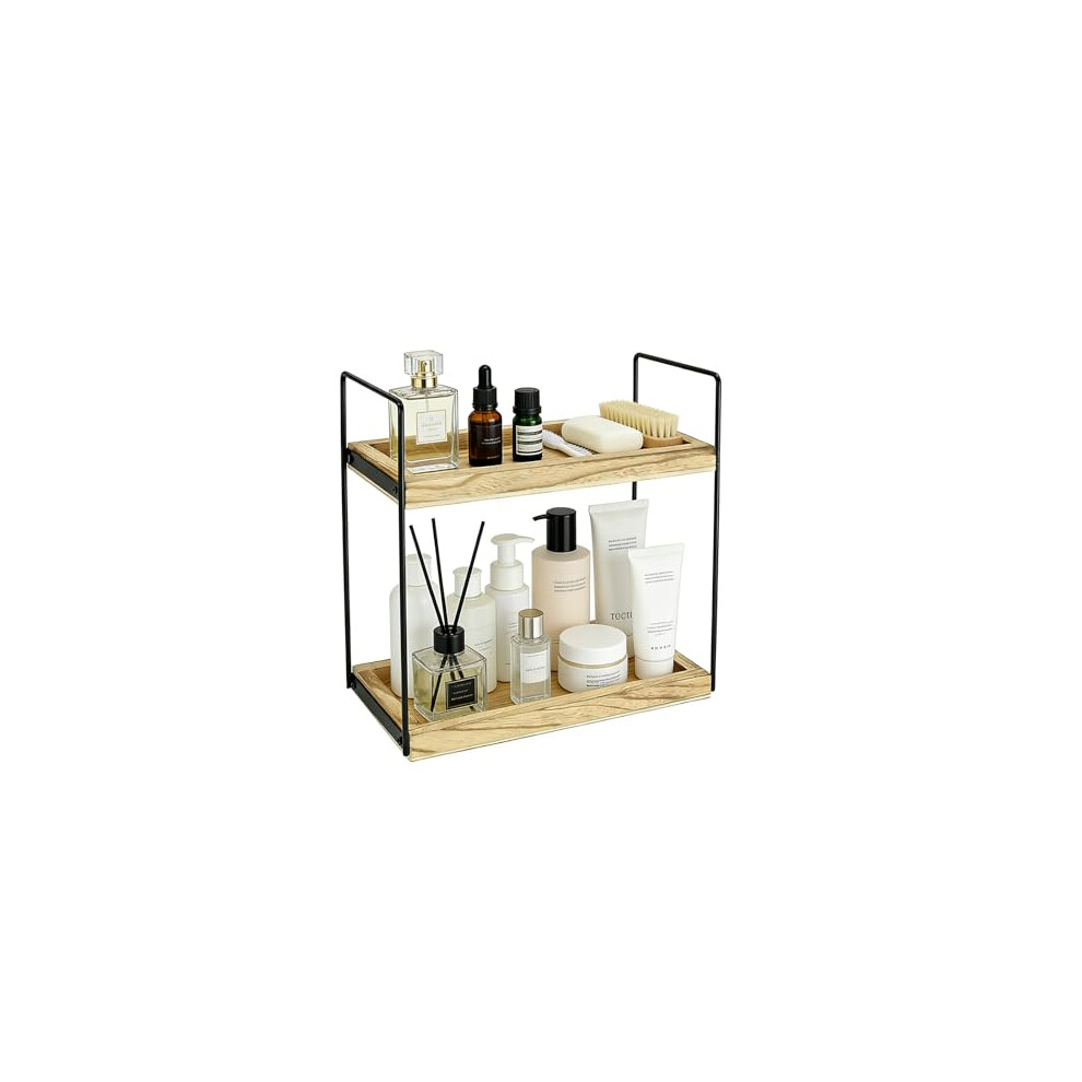 Ckuesm 2 Tier Bathroom Organiser, Kitchen Countertop Organizer Wooden Kitchen Counter Shelf Coffee Station For Countertop To Kitchens Dining Rooms 607613547177